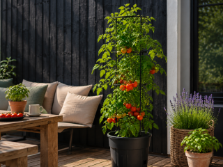 Tomatt�rn med selvvanding � dyrk flere tomater p� altan, terrasse og i haven