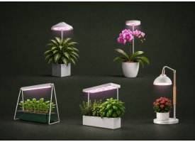 EMOS v�kstlys til mikrogr�nt, orkid�er og stueplanter p� m�rkegr�n baggrund