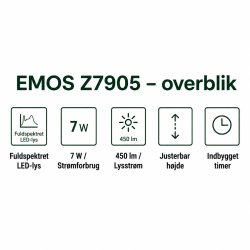 V�kstlys med timer og justerbar h�jde � EMOS Z7905