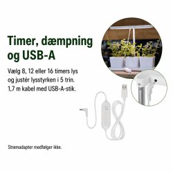 V�kstlys med 3 potter, timer og d�mpning