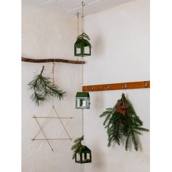 3 stk. Olivengr�nne H�ngelanterner p� k�de