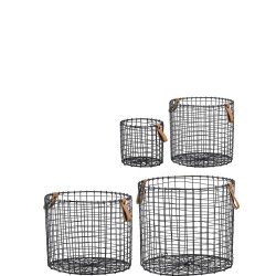Sort Rund Tr�dkurv. S�t med 4 stk.