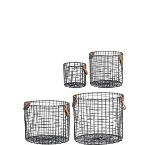 Sort Rund Tr�dkurv. S�t med 4 stk.