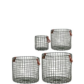 Olivengrn Rund Trdkurv. St med 4 stk.